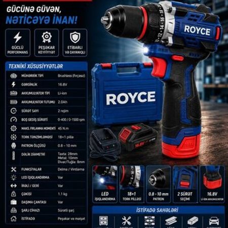 Akkumulyatorlu drel ROYCE – Təmir və tikinti – ucuztap.az