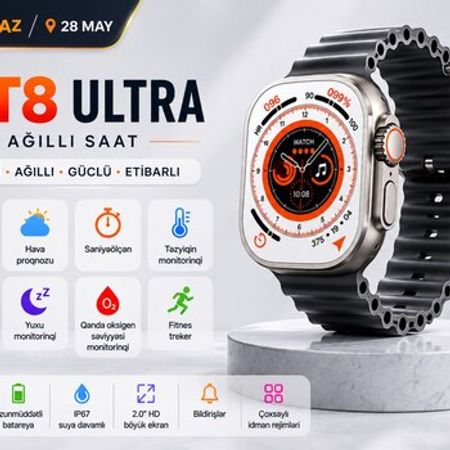 DT NO1 DT8 Ultra Silver Black smart qol saatı – Saatlar – ucuztap.az
