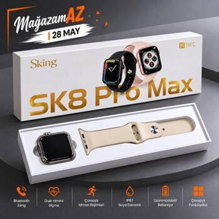 SK8 Pro Max Silver smart saatı – Saatlar – ucuztap.az