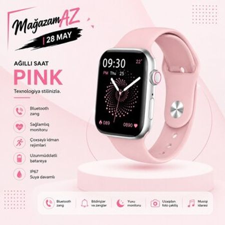 HK9 Pro Max Plus Pink smart qol saatı – Saatlar – ucuztap.az
