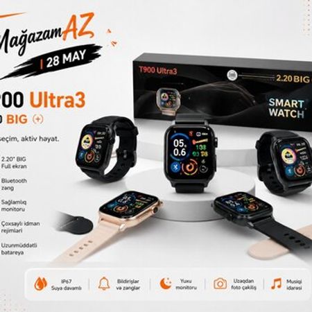 T900 Ultra 3 Smart Saat – Premium Ultra Dizayn – Saatlar – ucuztap.az