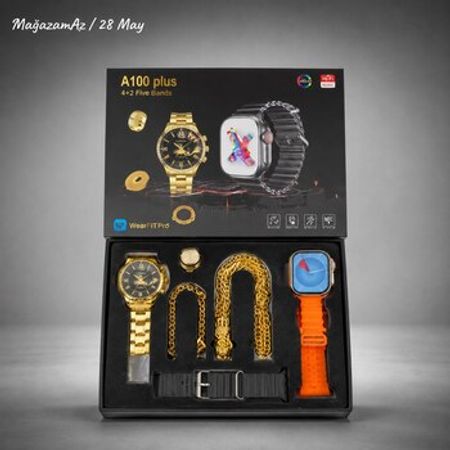 Smart saat A100 Plus dəst gold – Bakı – ucuztap.az