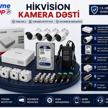 Hikvision Kamera Dəsti 4 Kamera + DVR – Təhlükəsizlik avadanlığı – ucuztap.az