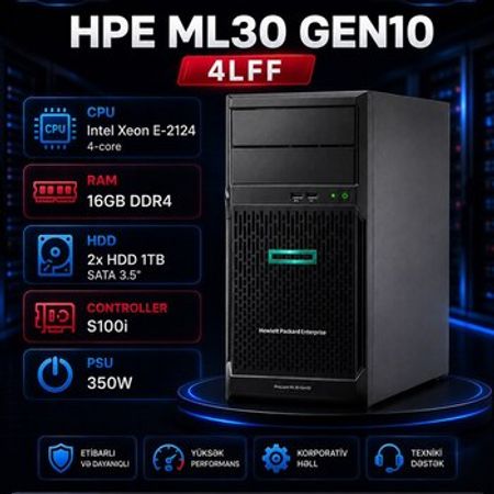 Server HPE ML30 Gen10 4LFF – Şəbəkə avadanlıqları – ucuztap.az