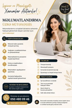 Xanımlar Üçün İş İmkanı – İş təklif edirəm – ucuztap.az