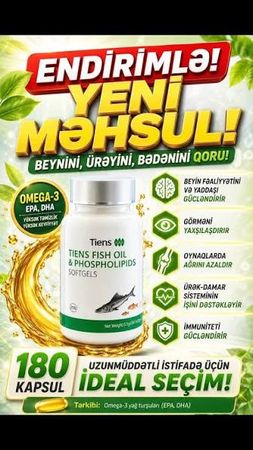 Omega-3 Balıq Yağı -İmmun Ürək-Qan-Damar Beyin Hamilə Göz Dəri – Sağlamlıq və gözəllik – Bakı – ucuztap.az