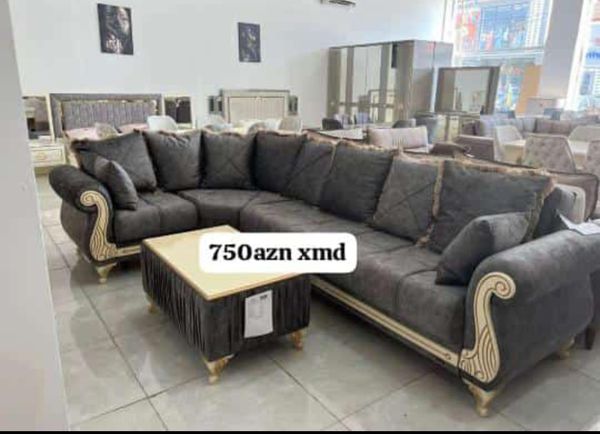 Divan, Dəri, Boz – Mebel və interyer – ucuztap.az