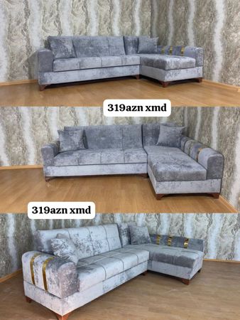 Divan, Dəri, Boz – Mebel və interyer – ucuztap.az