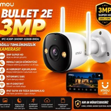 Wi-Fi kamera 3mpBullet 2E IPC-K3DP-3HOWF-0280B-imou – Bakı – ucuztap.az