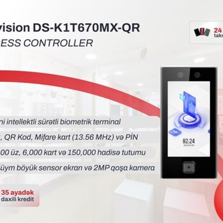 Biometrik girişə nəzarət terminalı Hikvision DS-K1T670MX-QR – Bakı – ucuztap.az