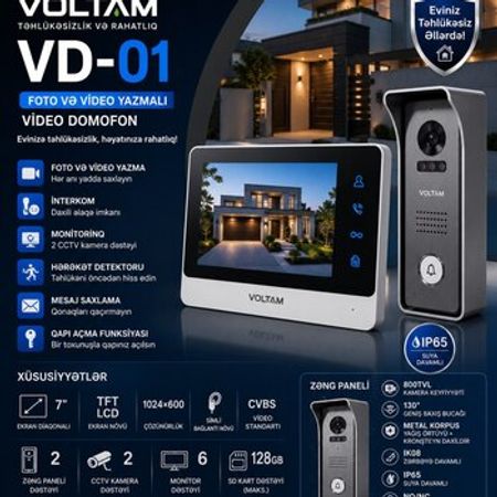 VOLTAM VD-01 Video Domofon Dəsti – Təhlükəsizlik avadanlığı – ucuztap.az