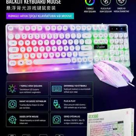 Gaming Klaviatura və kompüter siçanı GTX300 RGB – Kompüter aksesuarları – ucuztap.az