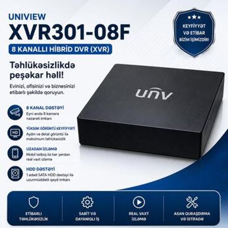 8 Kanallı hibrid DVR (XVR) Uniview XVR301-08F – Təhlükəsizlik avadanlığı – ucuztap.az