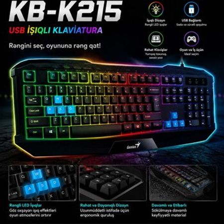 Genius KB-K215 USB İşıqlı Klaviatura – Sumqayıt – ucuztap.az