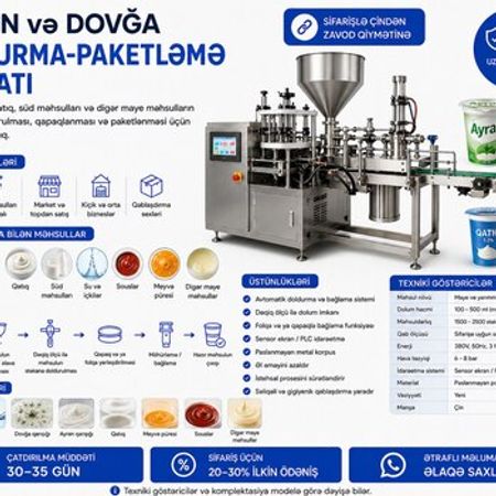Ayran və dovğa doldurma-paketləmə aparatı – Biznes üçün avadanlıq – ucuztap.az