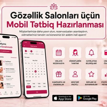 Gözəllik salonları üçün mobil proqram hazırlanması – Bakı – ucuztap.az