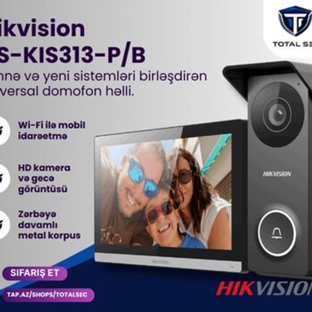 Hikvision hibrid domofon dəsti - DS-KIS313-P-B – Bakı – ucuztap.az