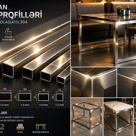 Paslanmaz restoran masa profilləri – AISI 304 – Bakı – ucuztap.az