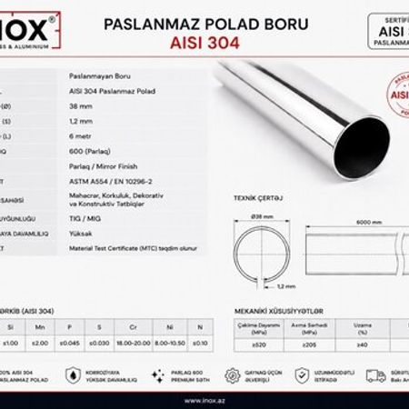 Nerj boru Diametr 38 mm/qalinliq 1.2 mm – Təmir və tikinti – ucuztap.az