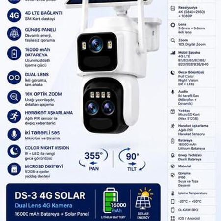 Müşahidə kamerası DS-3 4G Solar Panel 360FHD 4K – Bakı – ucuztap.az