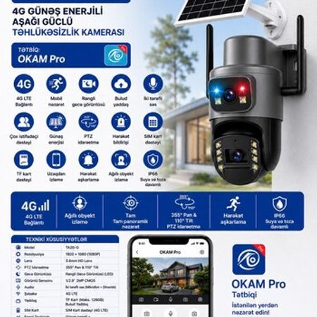 Günəş enerjili təhlükəsizlik kamerası TA-20 – Bakı – ucuztap.az