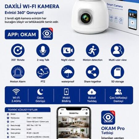 Daxili wifi kamera Z6 2 lens – Bakı – ucuztap.az