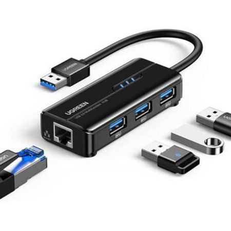 Ugreen 20265 3-Port USB 3.0 Hub with Gigabit Ethernet Adapter – Kompüter aksesuarları – ucuztap.az