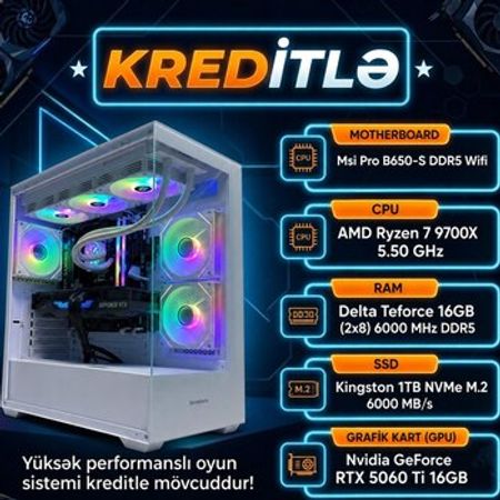 Gaming Pc Ryzen 7 9700X + RTX 5060 Ti 16GB – Masaüstü kompüterlər – ucuztap.az