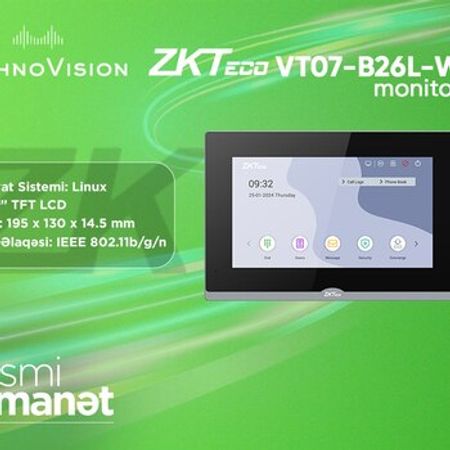 ZKTeco VT07-B26L-W indoor monitor – Təhlükəsizlik avadanlığı – ucuztap.az