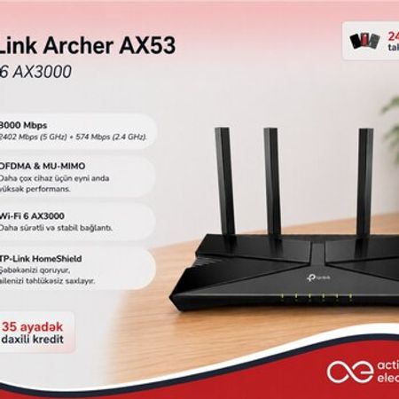 Router TP-Link Archer AX53 Wi-Fi 6 AX3000 – Şəbəkə avadanlıqları – ucuztap.az