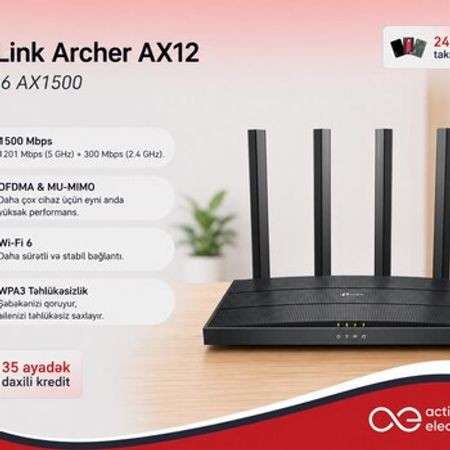 Router TP-Link Archer AX12 Wi-Fi 6 AX1500 – Şəbəkə avadanlıqları – ucuztap.az