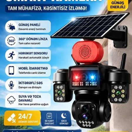 Okam 4 Kameralı Günəş Panelli Kamera – Təhlükəsizlik avadanlığı – ucuztap.az