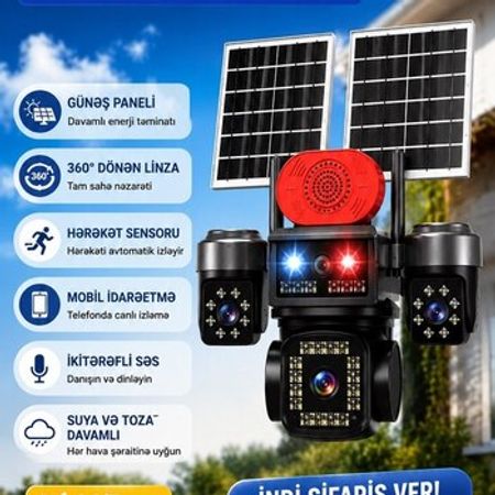 Okam Günəş Panelli Kamera 4 Linzali – Təhlükəsizlik avadanlığı – ucuztap.az