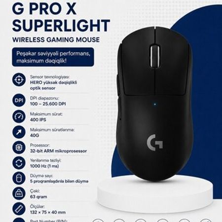 Logitech G Pro X Superlight Wireless Gaming Mouse 910-005880 – Kompüter aksesuarları – ucuztap.az