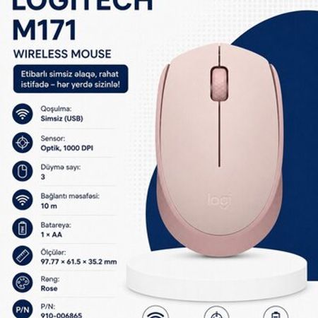 Logitech M171 Mouse Wireless Rose (910-006865) – Kompüter aksesuarları – ucuztap.az