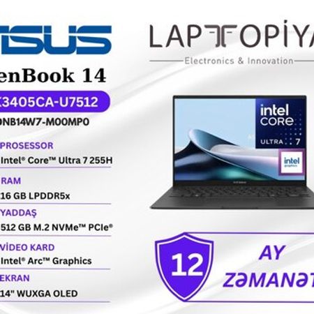 ASUS ZenBook 14 OLED UX3405CA-U7512 90NB14W7-M00MP0 – Noutbuklar və Netbuklar – ucuztap.az