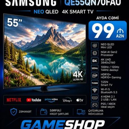 Televizor Samsung QE55QN70FAU – Televizor və proektorlar – ucuztap.az