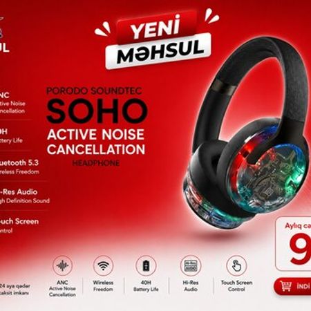 Porodo Soundtec Soho Active Noise Cancellation Headphone – Bakı – ucuztap.az