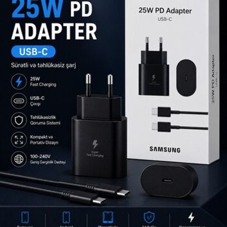 Samsung 25W PD Adapter USB-C (A Class) – Telefonlar – ucuztap.az