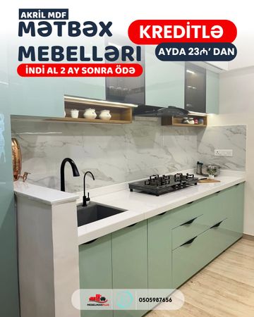 Akril MDFmətbəx mebeli Kreditlə – Bakı – ucuztap.az