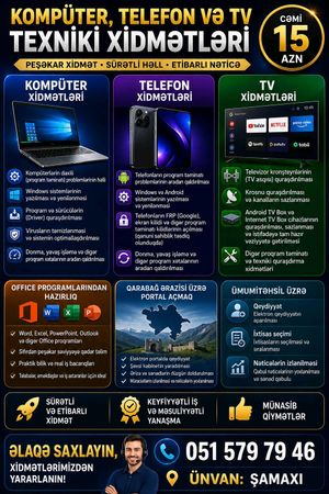 Telefon, Kompüter, Tv, Qeydiyyat, Hazırlıq – Digər – ucuztap.az