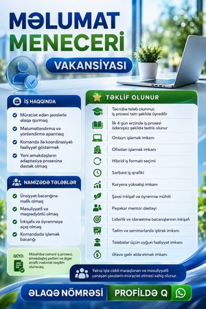 Məlumat Meneceri Tələb Olunur – İş təklif edirəm – Bakı – ucuztap.az