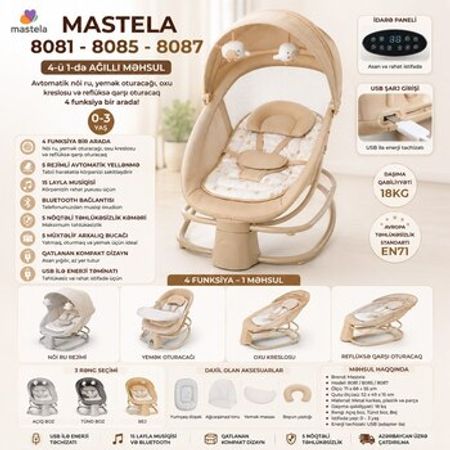 Mastela 8081 8085 8087 4ü 1də ağıllı elektrikli beşik və yemək oturacağı – Uşaq mebeli – ucuztap.az