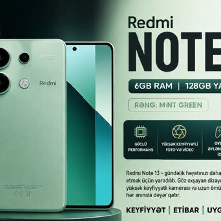 Xiaomi Redmi Note 13 Mint Green 128GB/6GB – Bakı – ucuztap.az