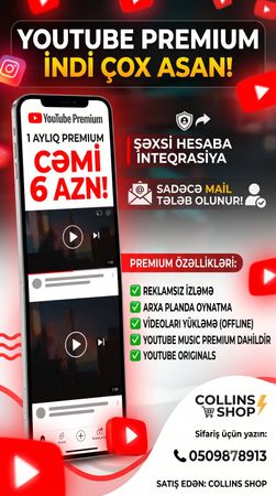 YouTube Premium (Şəxsi Hesabınıza Aktivasiya / 1 Aylıq) – Bakı – ucuztap.az