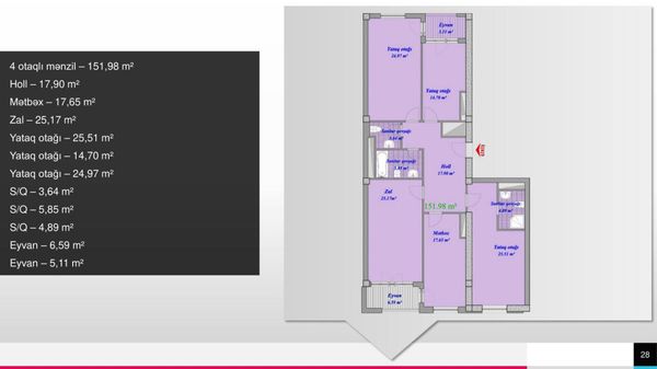4 Otaqlı mənzil, 152 m², Gəncə prospekti, Bakı – Bakı – ucuztap.az