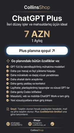 ChatGPT Plus (1 Aylıq) – Cəmi | Sərfəli Süni İntellekt Hesabı – Bakı – ucuztap.az