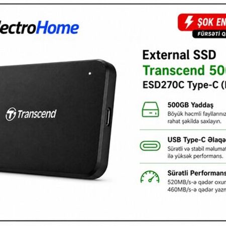 Transcend ESD270C 500GB External SSD – Masaüstü kompüterlər – ucuztap.az