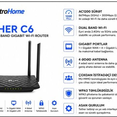 Modem TP-Link Archer C6 – Şəbəkə avadanlıqları – ucuztap.az
