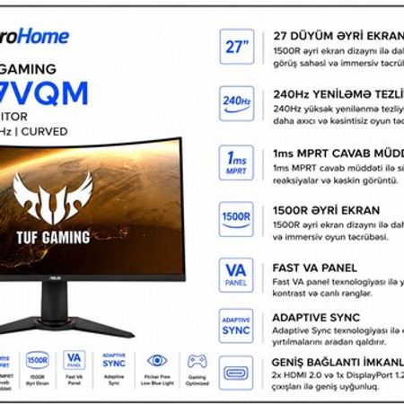 Monitor ASUS TUF Gaming VG27VQM – Masaüstü kompüterlər – ucuztap.az